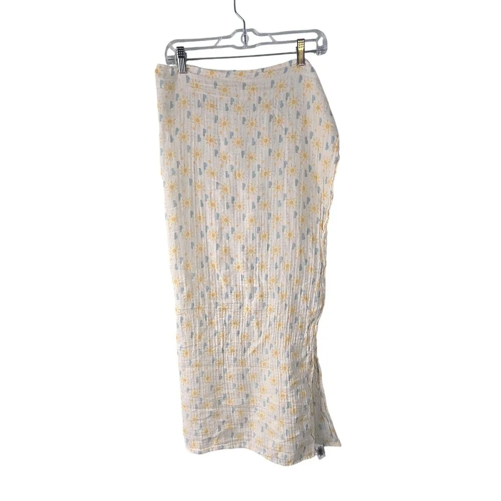 Walgreens Sun and Cloud Cotton Muslin Baby‎ Swaddle Blanket White Yellow Blue